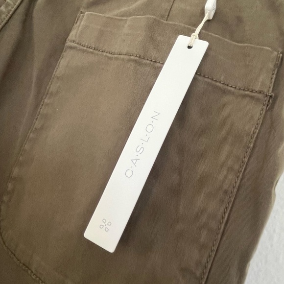 Caslon Nordstrom Women’s Olive Burnt Wide Leg Twill Pants Sz 4 High Rise BNWT - Picture 8 of 12